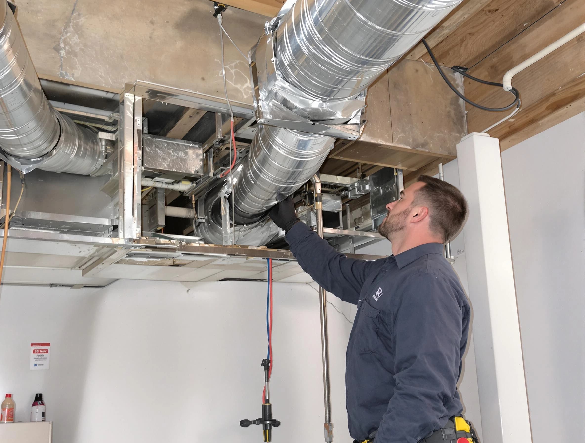 Florence Air Duct Cleaning technician performing professional air duct repair using specialized tools in Florence