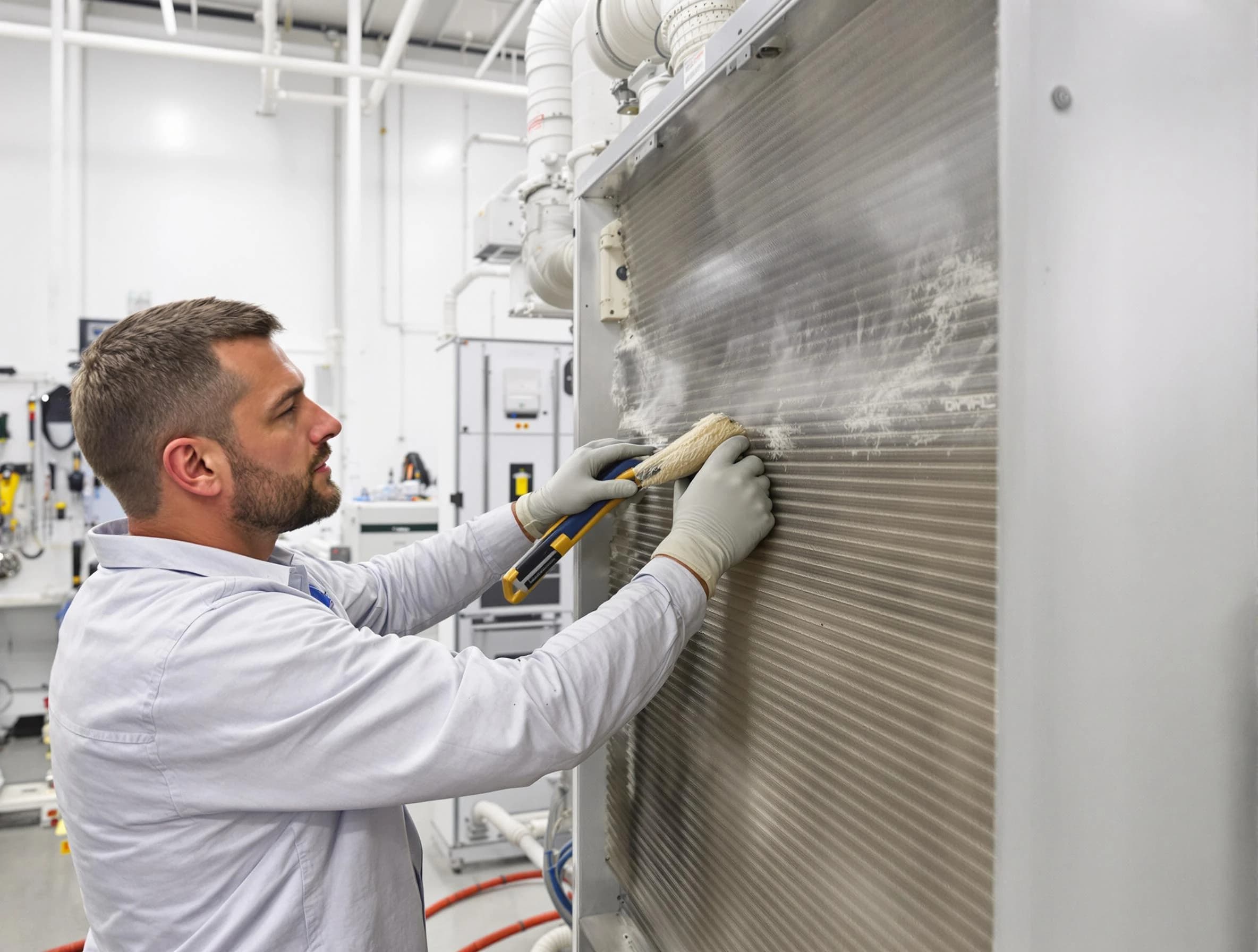 Florence Air Duct Cleaning technician performing precision commercial coil cleaning at a Florence business