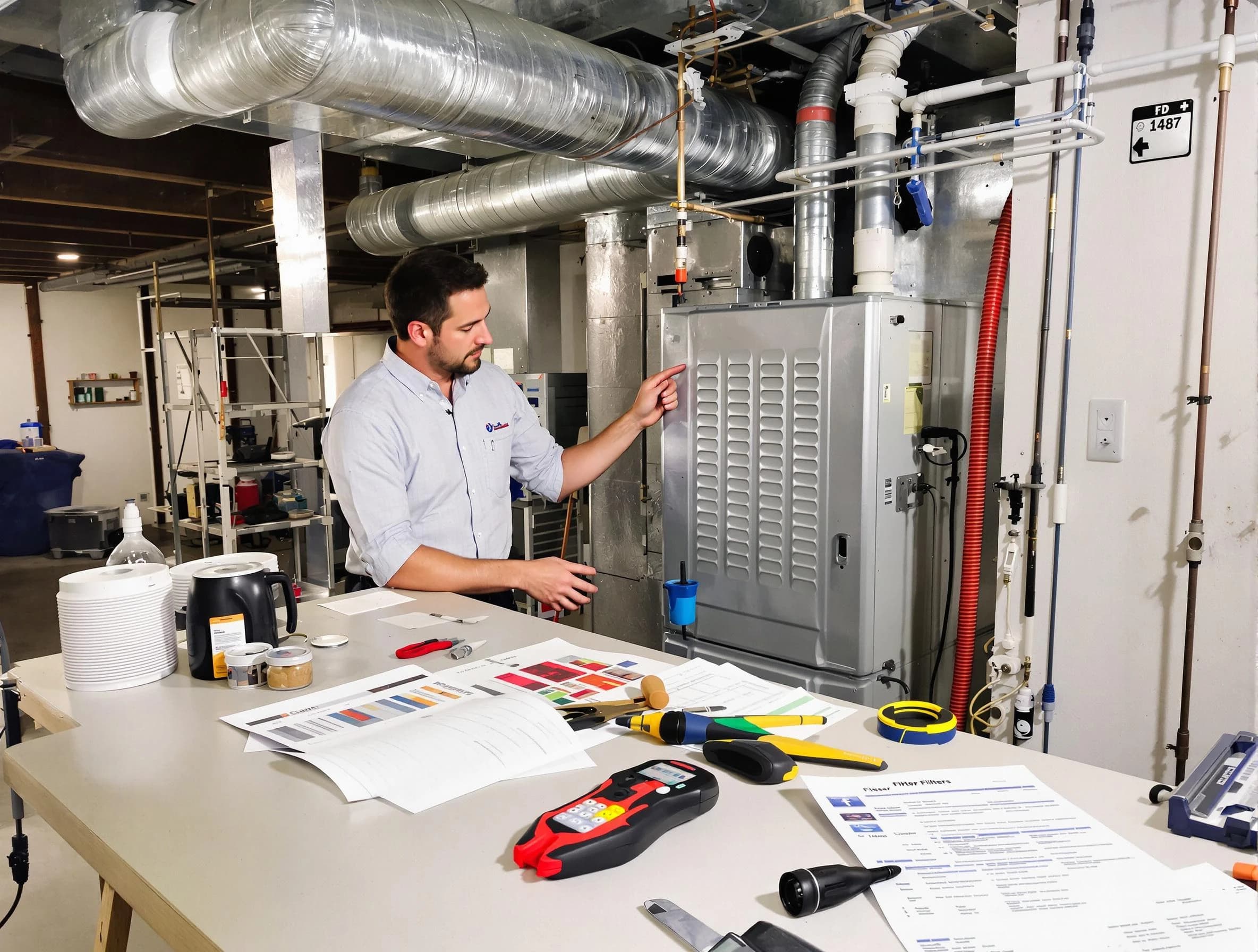 Florence Air Duct Cleaning inspector conducting detailed filter system evaluation using professional diagnostic tools in Florence