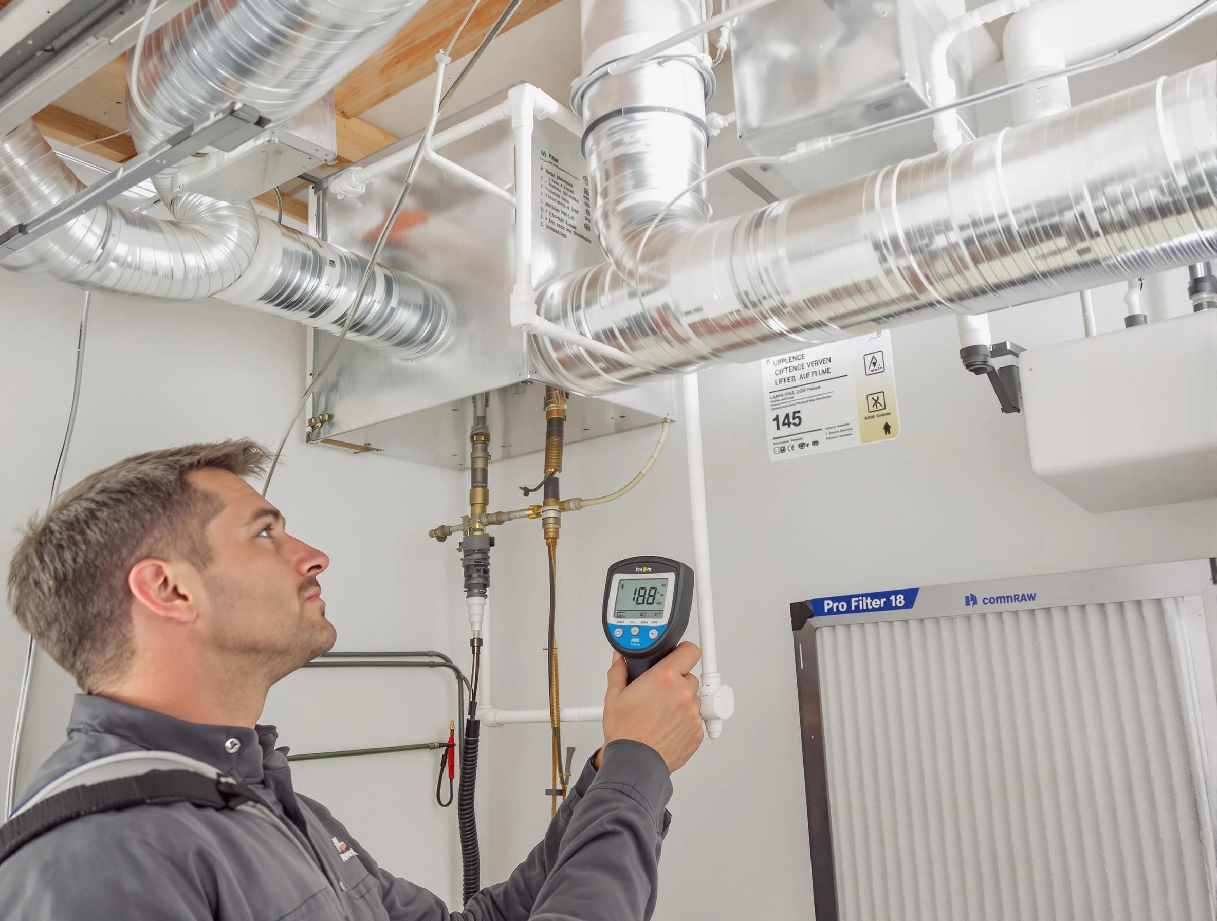 Florence Air Duct Cleaning expert conducting detailed filter system inspection using diagnostic tools in Florence