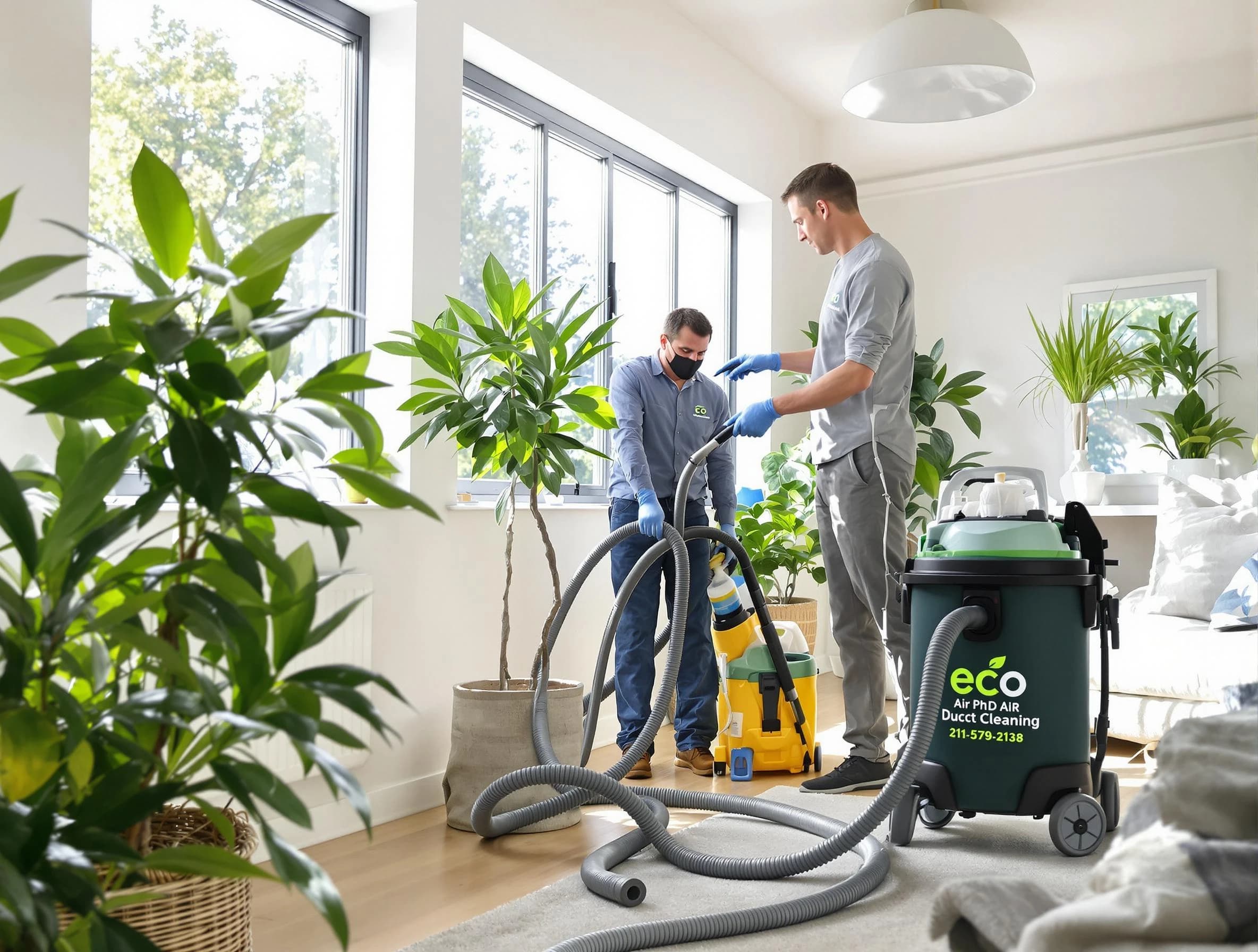 Florence Air Duct Cleaning technician performing eco-friendly duct cleaning using sustainable methods in Florence