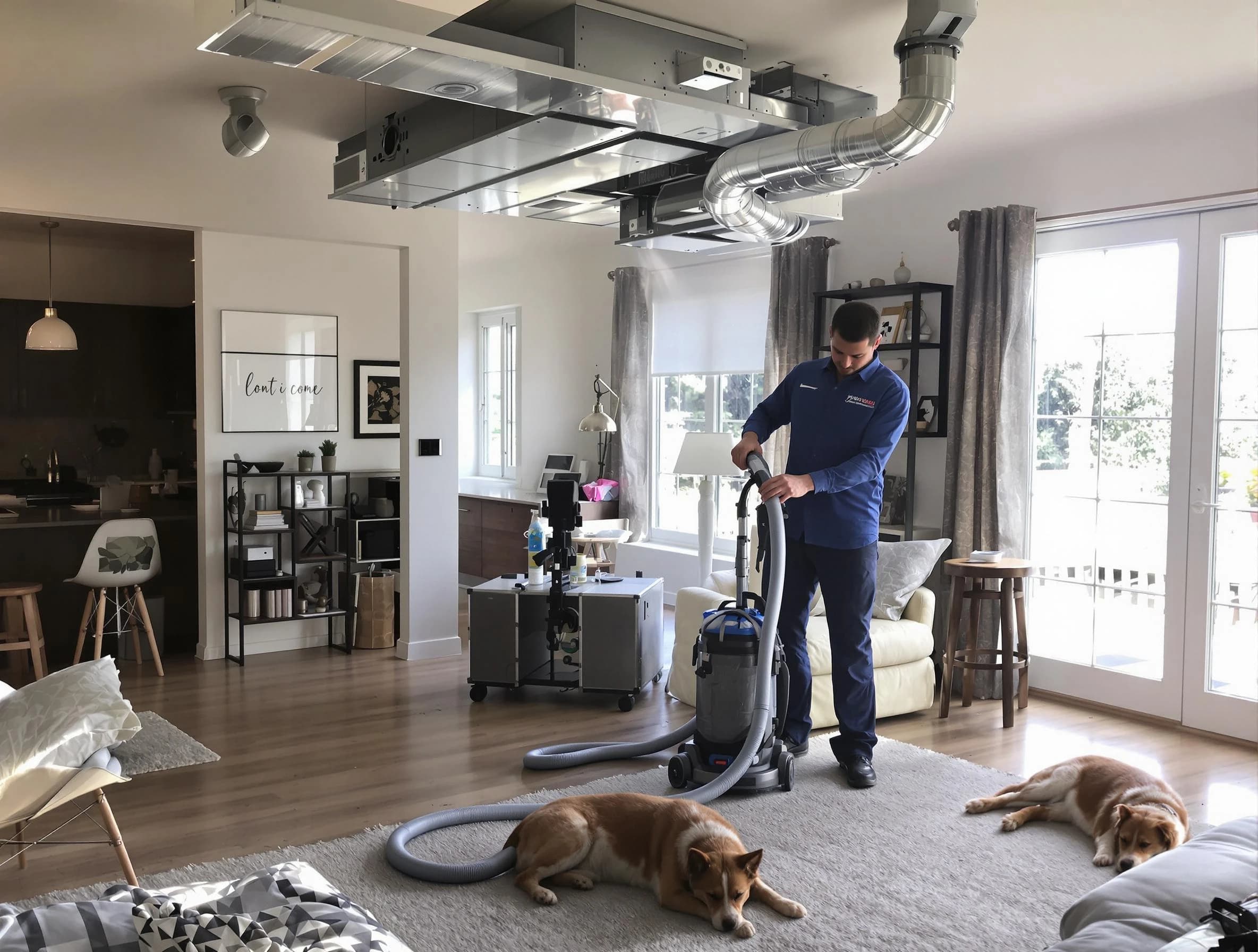 Florence Air Duct Cleaning technician performing detailed indoor duct cleaning for improved air quality in Florence