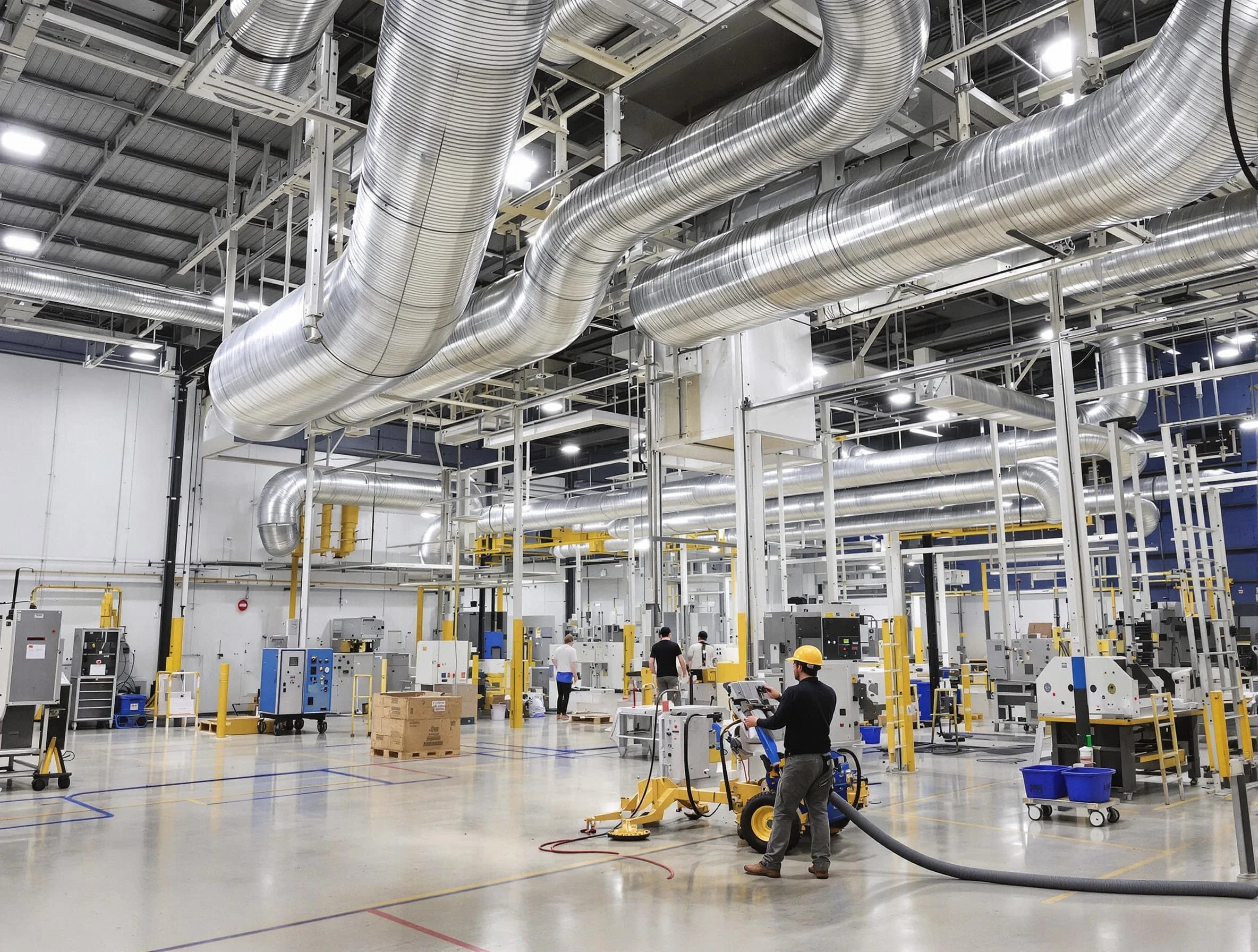 Florence Air Duct Cleaning team performing comprehensive industrial duct cleaning at a large facility in Florence