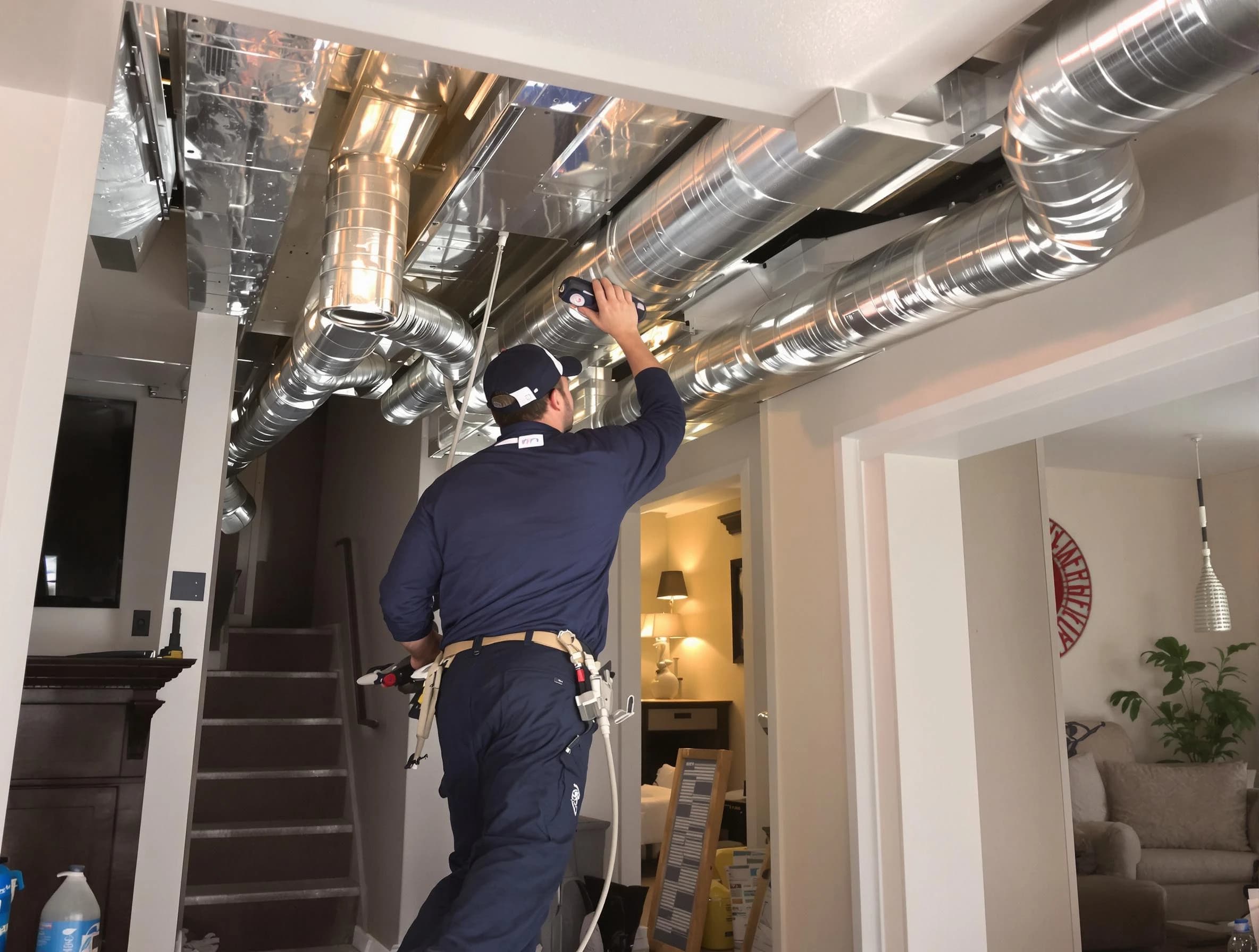 Florence Air Duct Cleaning expert performing specialized duct cleaning in a mobile home in Florence