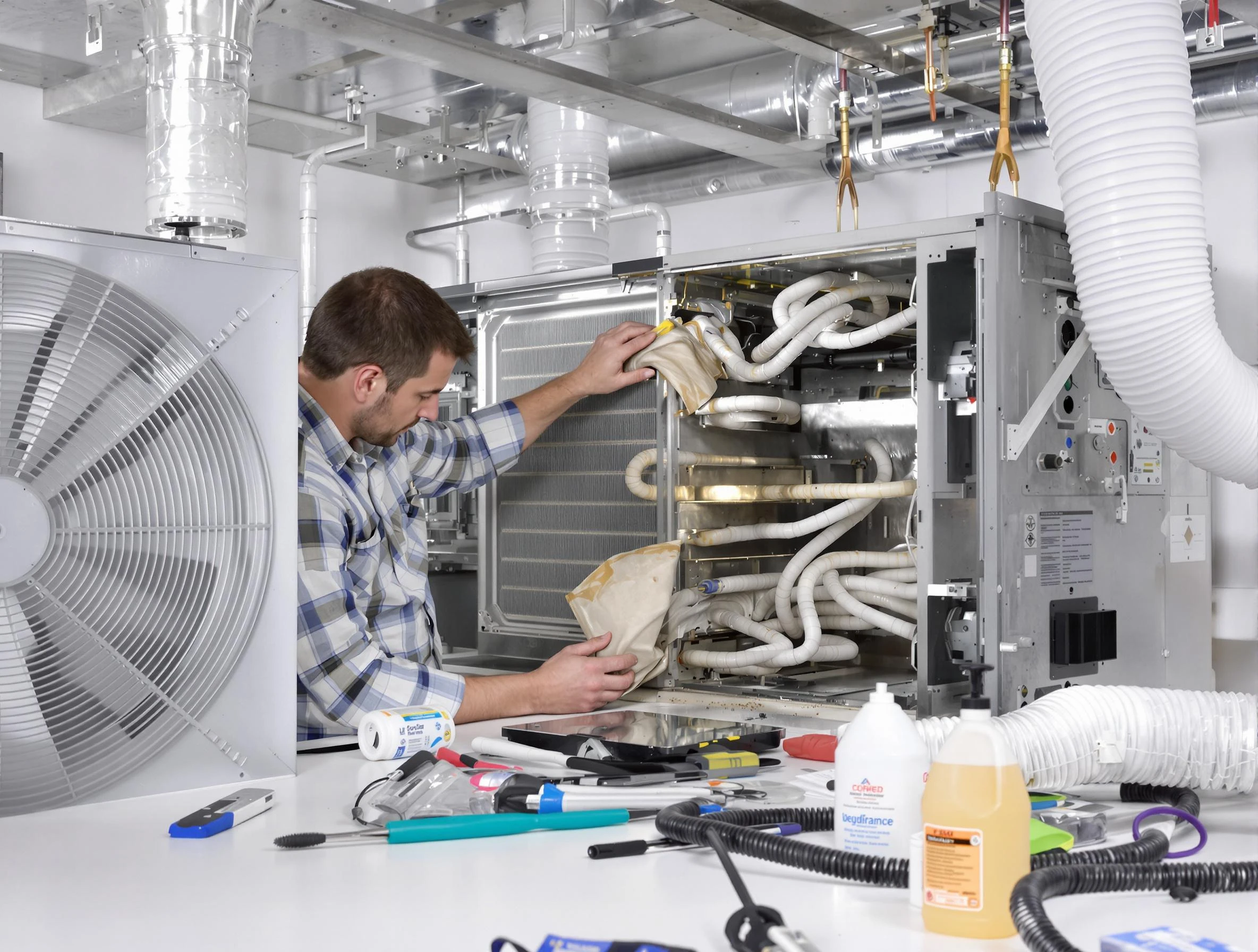 Florence Air Duct Cleaning specialist performing precision AC coil cleaning in Florence