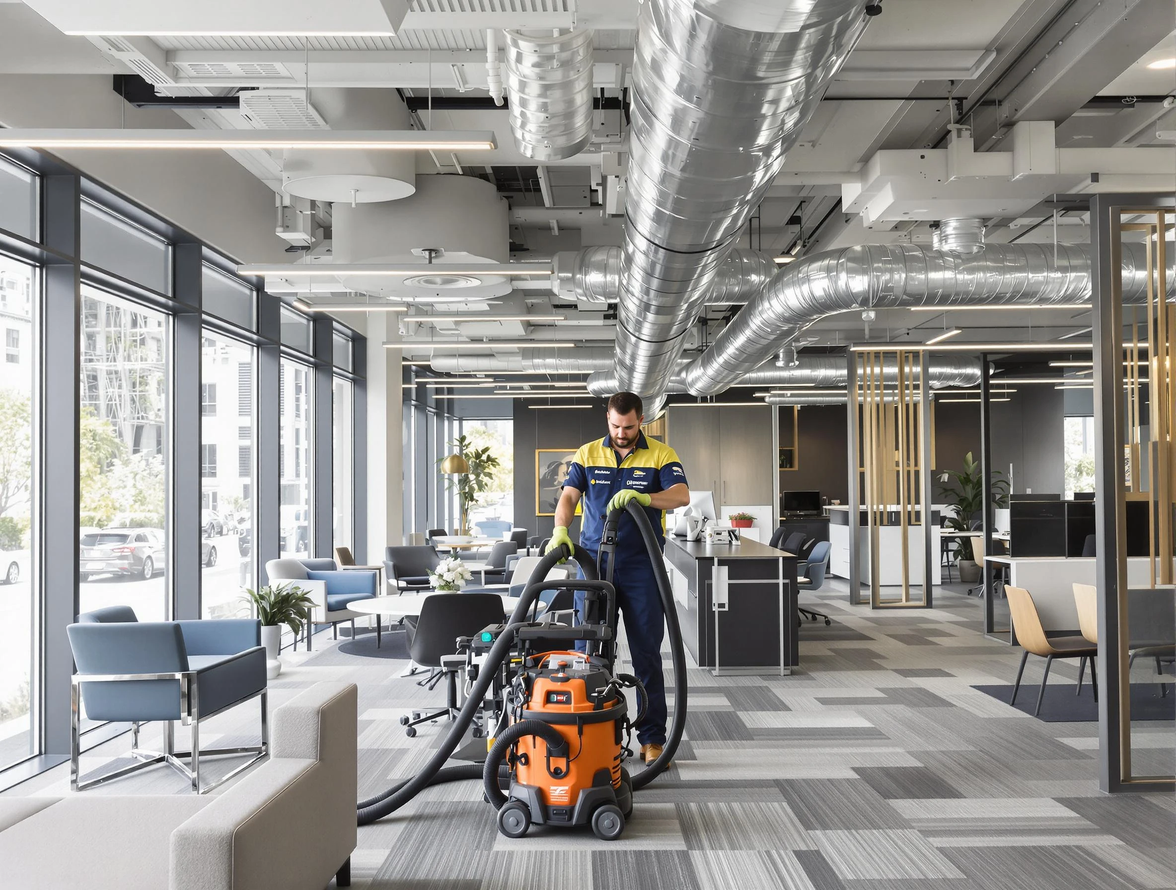 Florence Air Duct Cleaning team performing thorough commercial duct cleaning at a Florence business center